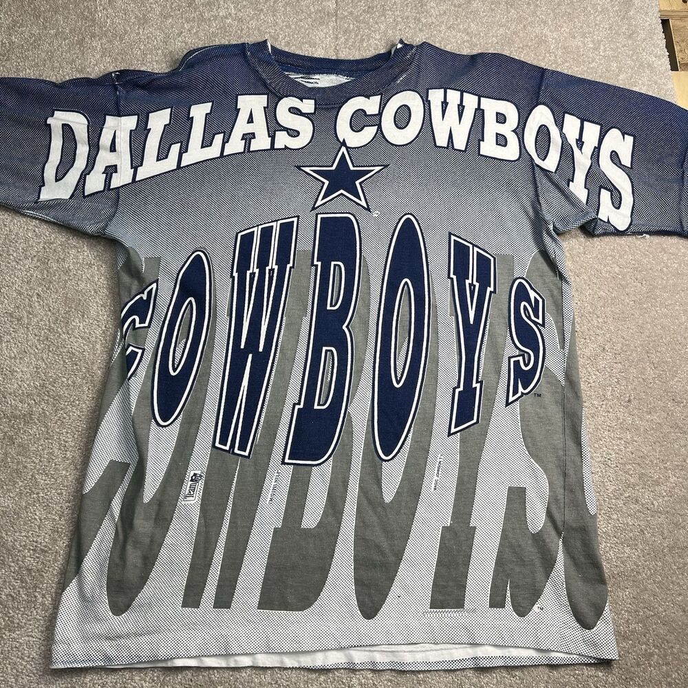 Rare VTG MAGIC JOHNSON Dallas Cowboys All Over Print‎ Single Stitch T Shirt 90 L